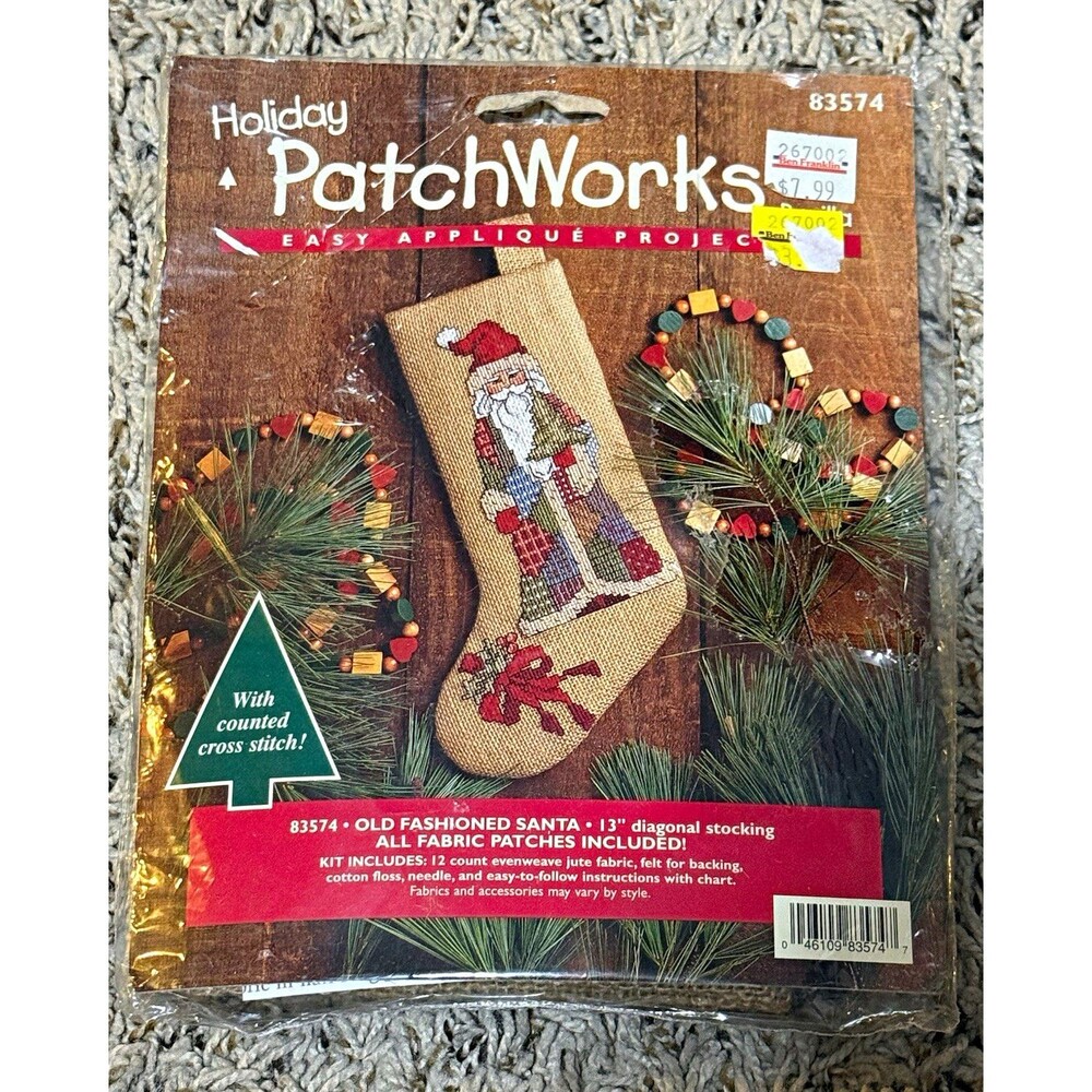 Bucilla Holiday PatchWorks Old Fashioned Santa Stocking Kit 83574 Cross Stitch